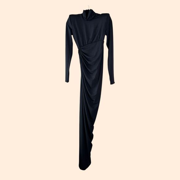 Abyss By Abby Black Ruched Maxi Dress - Picture 1 of 7